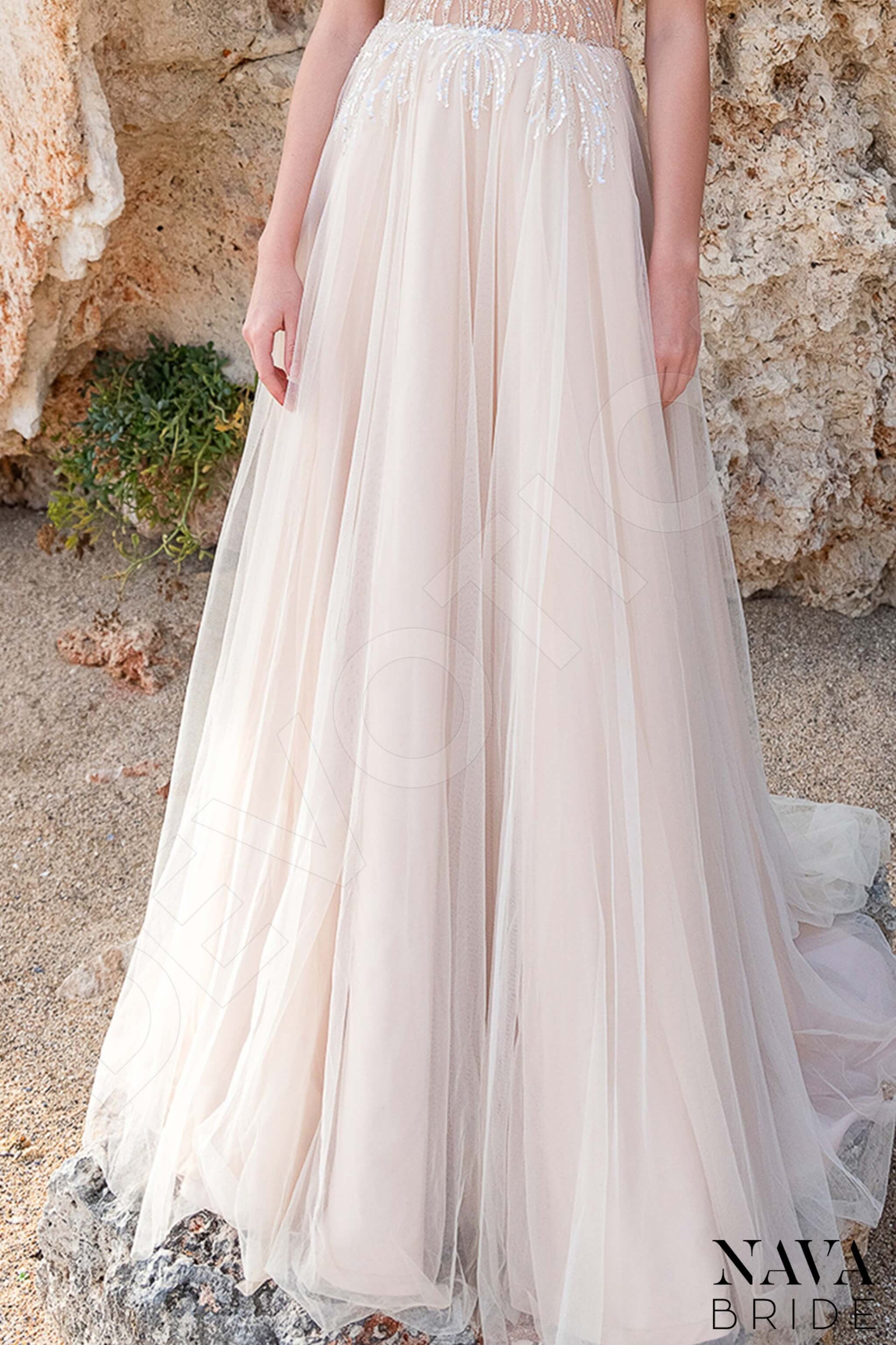 Elisija A-line Illusion Nude Wedding dress