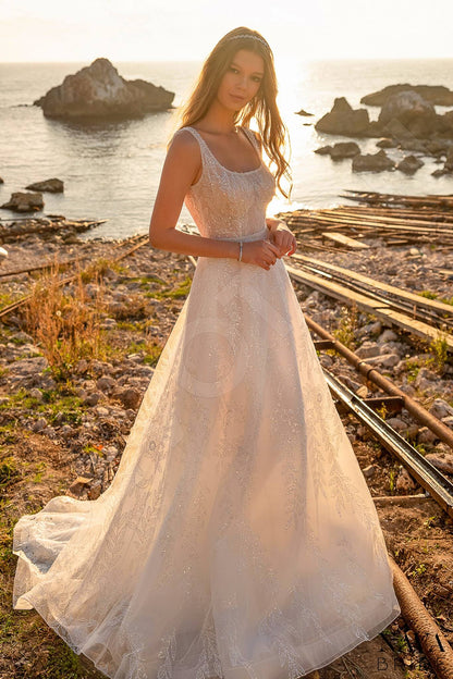 Ariana Open back A-line Straps Wedding Dress Front