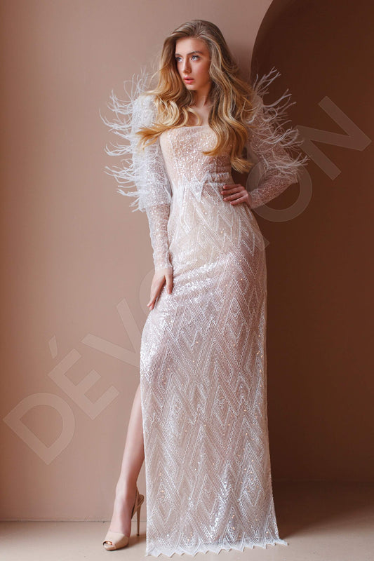 Dia Sheath/Column Square Milk Wedding dress