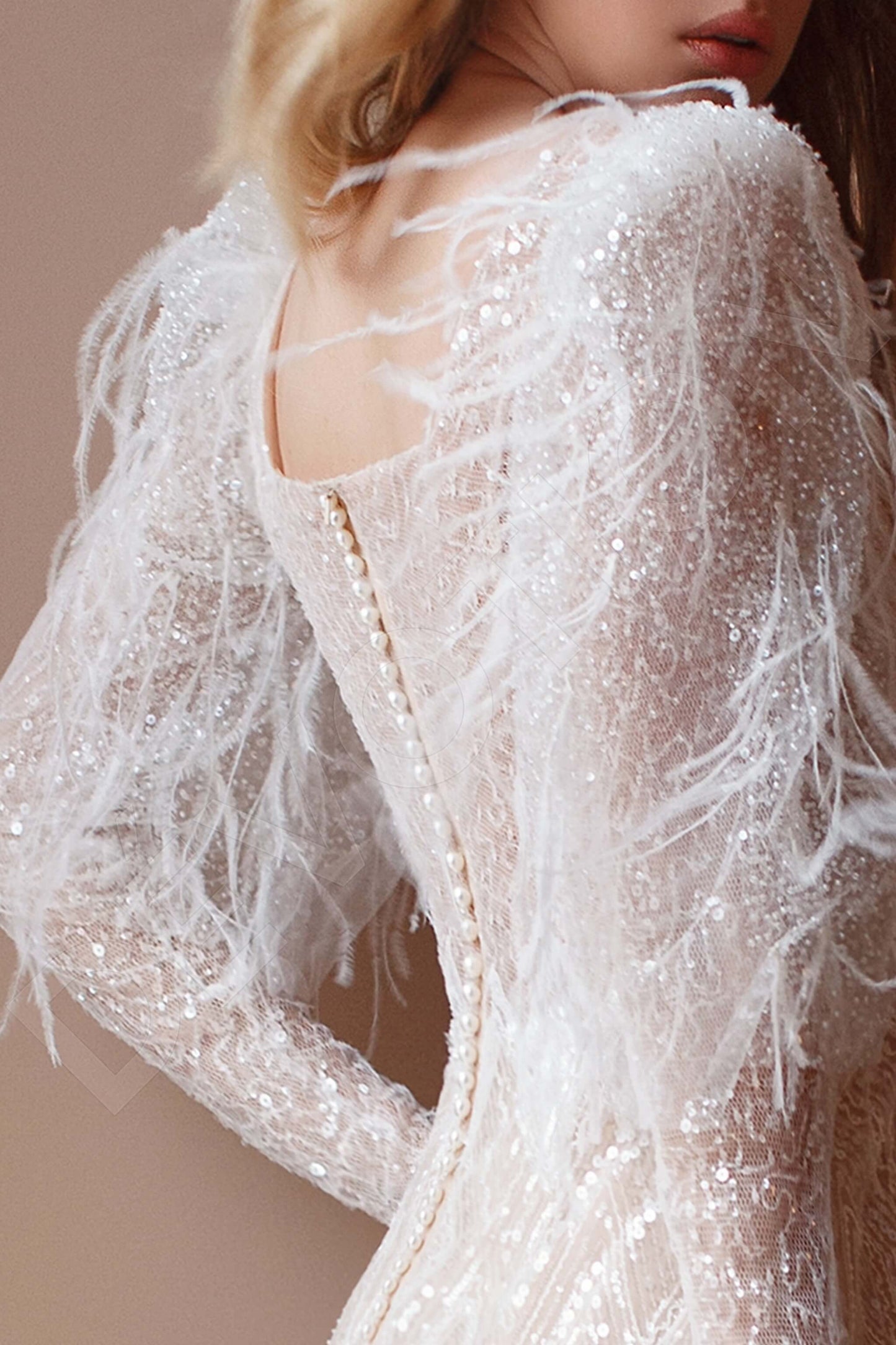 Dia Full back Sheath/Column Long sleeve Wedding Dress 5