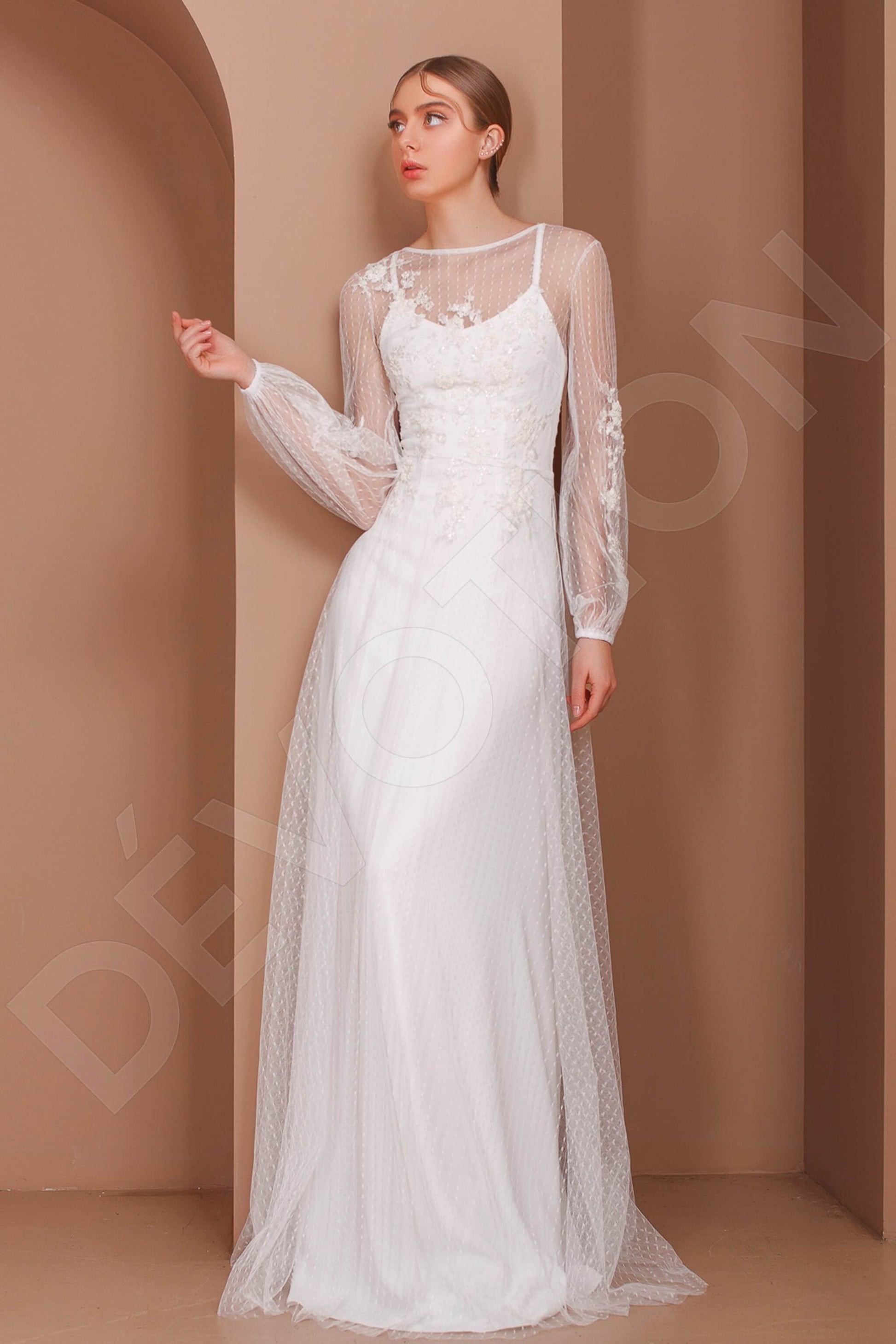 Mariania Two in one Boat/Bateau Milk Wedding dress