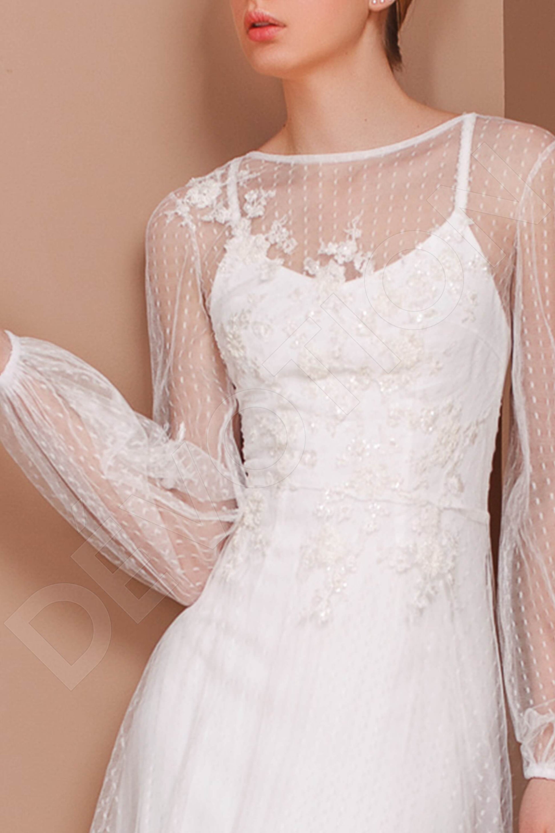 Mariania Two in one Boat/Bateau Milk Wedding dress