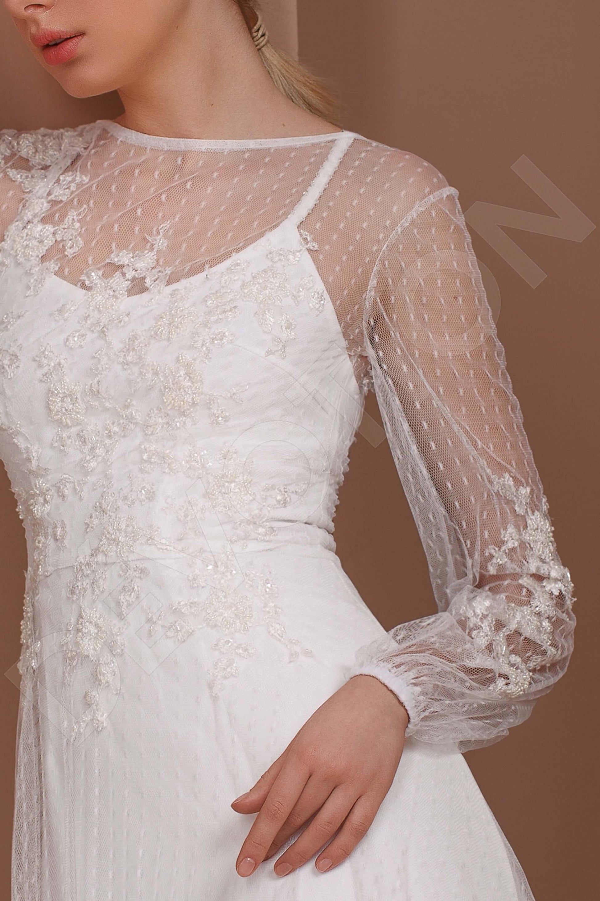 Mariania Two in one Boat/Bateau Milk Wedding dress