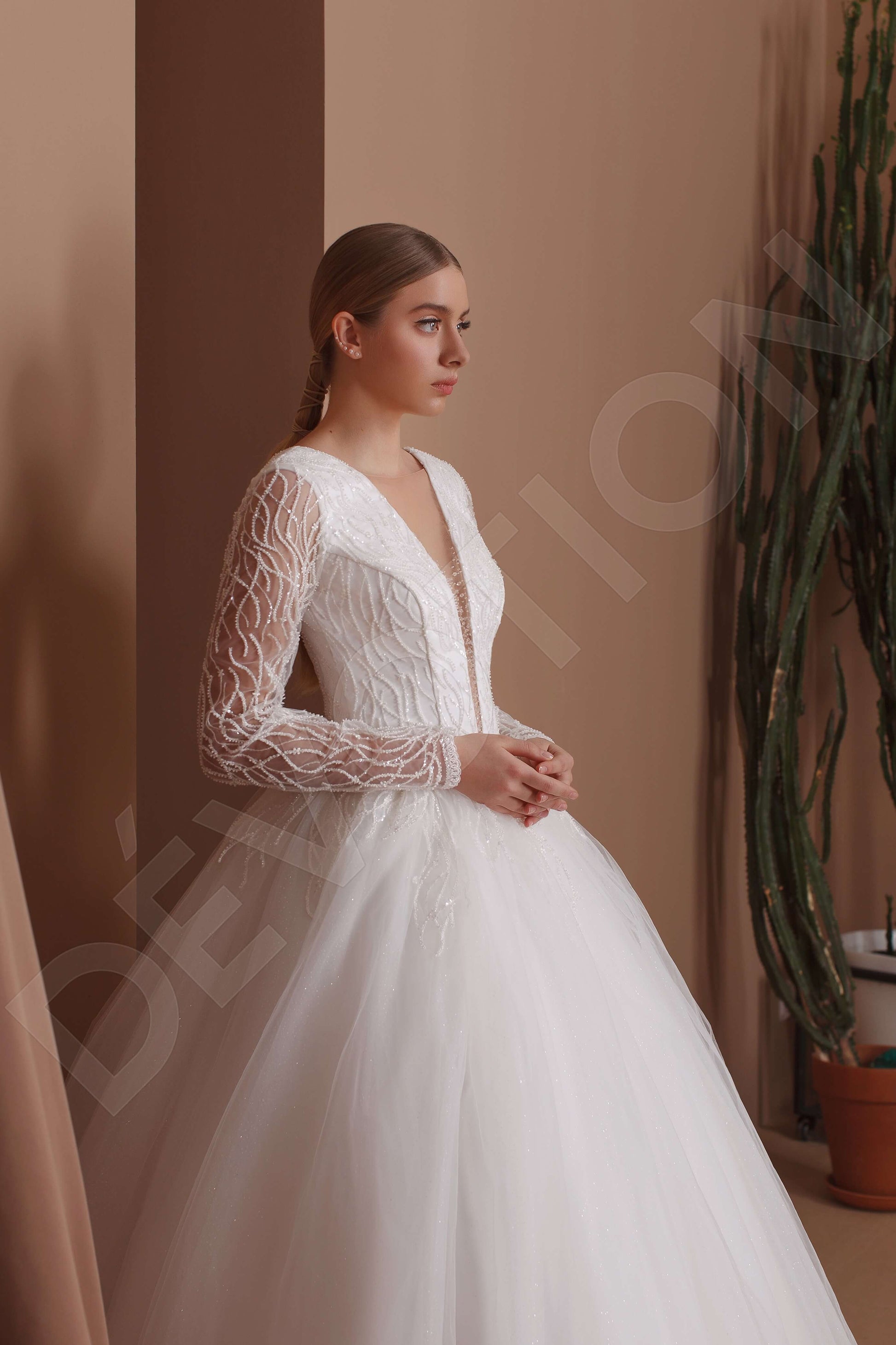 Wendie Princess/Ball Gown Illusion Milk Wedding dress