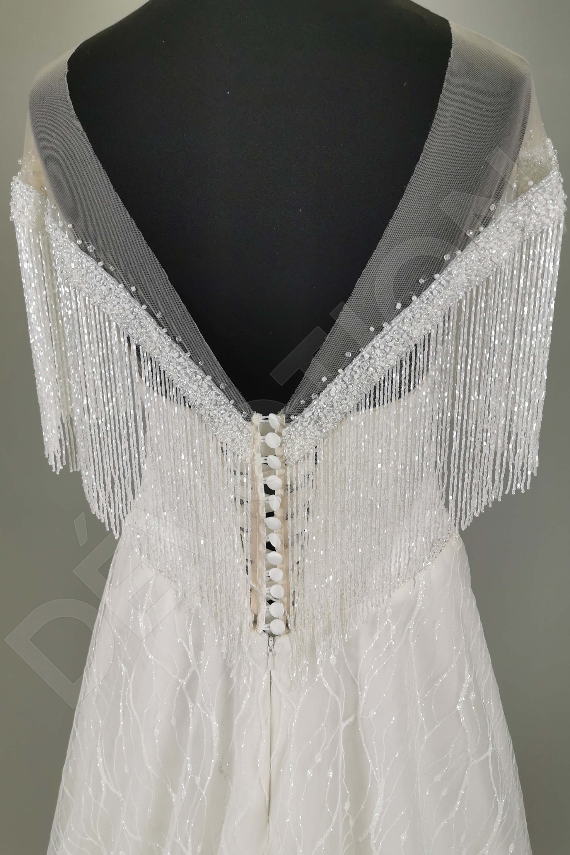 Edda A-line Illusion Milk Cream Wedding dress