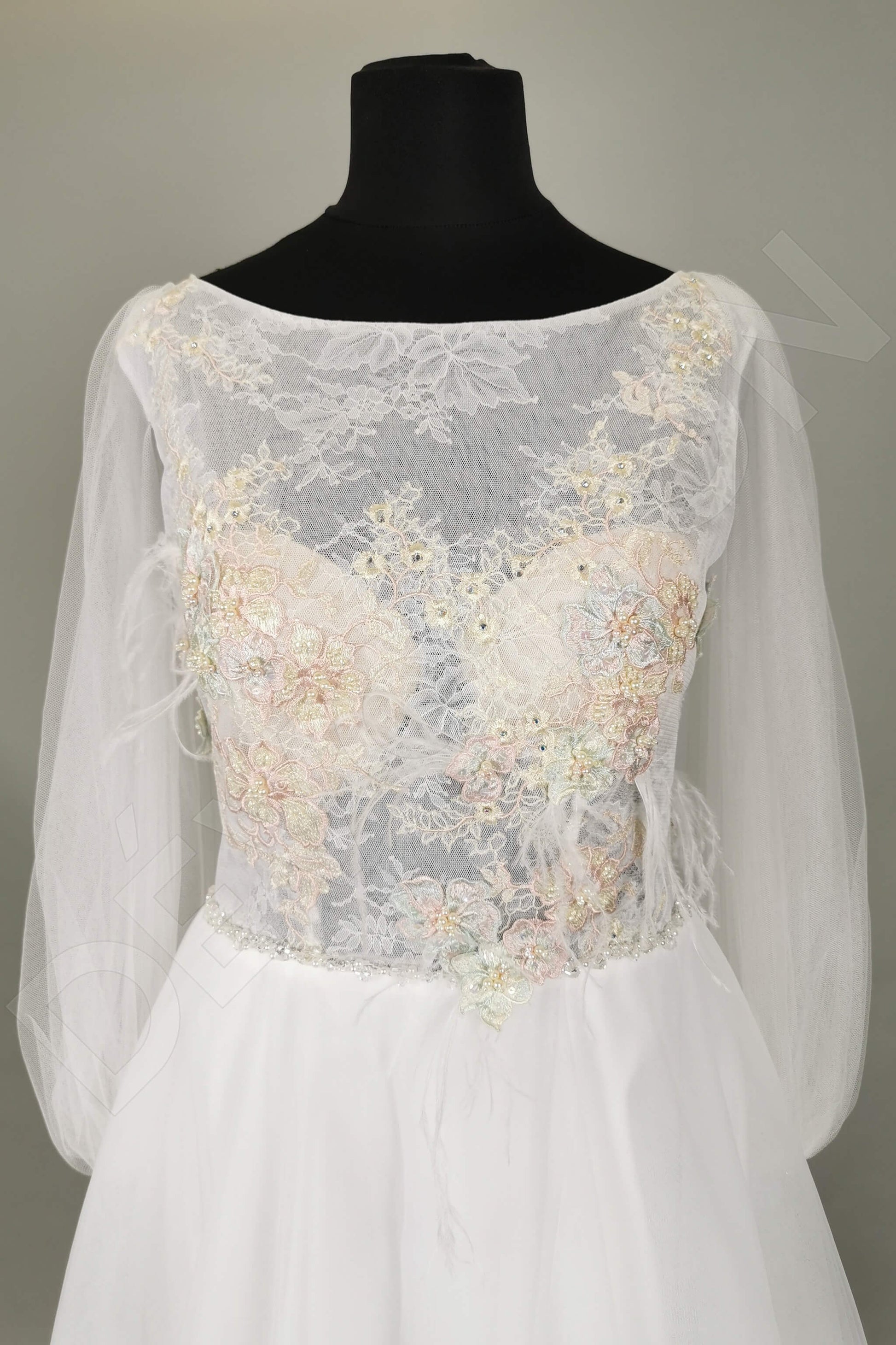 Appia A-line Boat/Bateau PowderPink Wedding dress