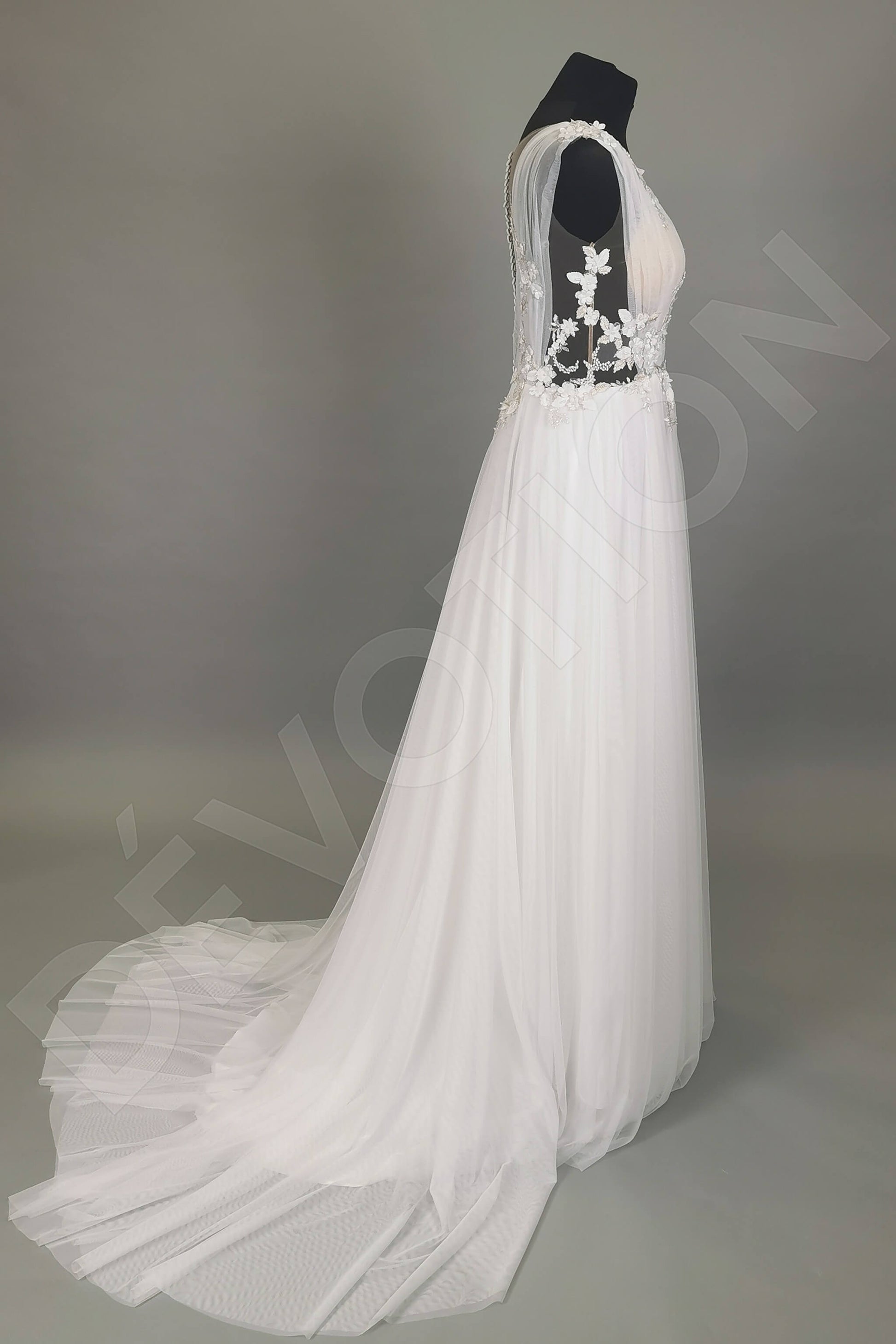 Pink Edelweiss A-line V-neck Lightpink Wedding dress
