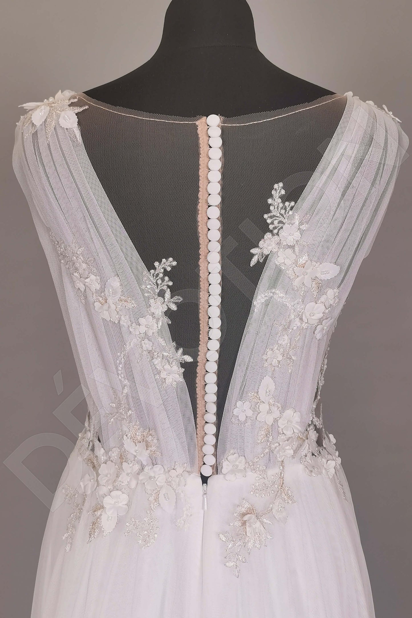 Pink Edelweiss Full back A-line Sleeveless Wedding Dress 12