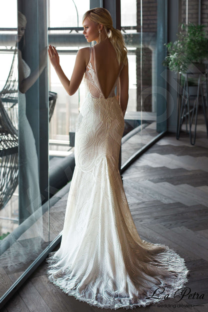 Altina Open back Sheath/Column Sleeveless Wedding Dress 4