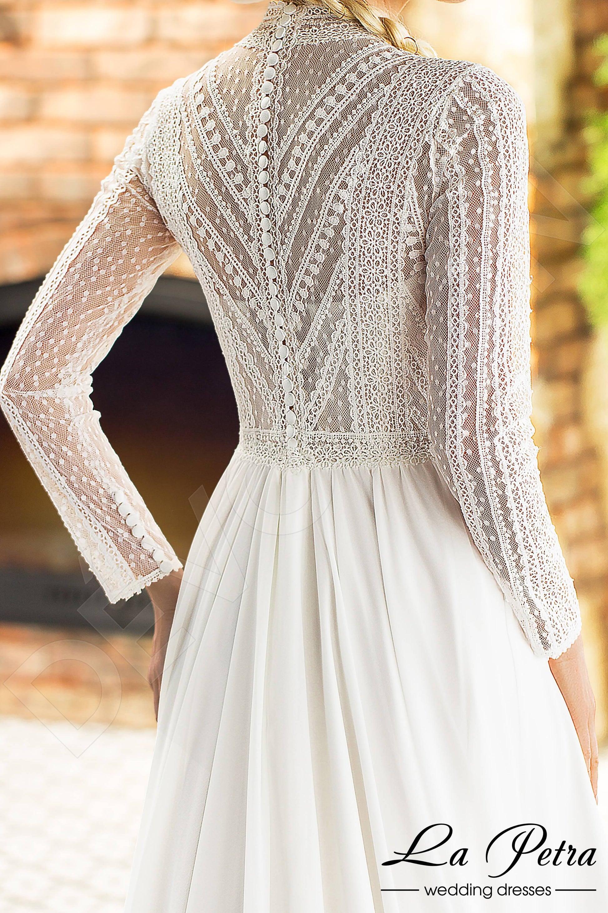 Devi A-line High neck Milk Cappuccino Wedding dress