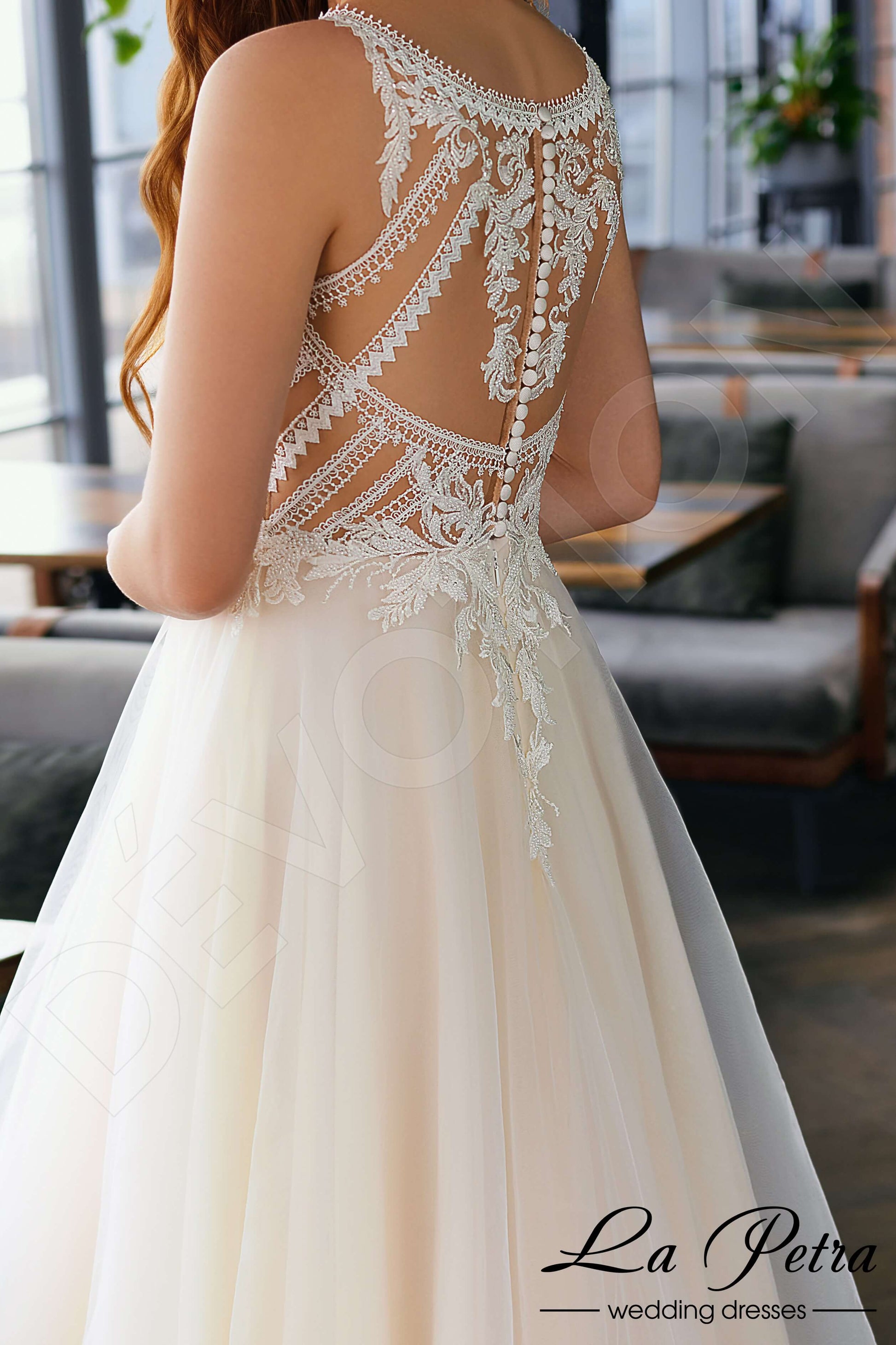 Enna A-line V-neck Milk Nude Wedding dress