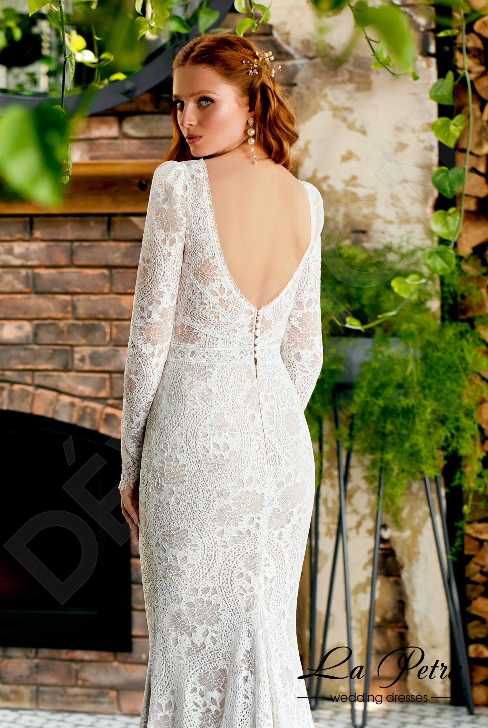 Marlissa Trumpet/Mermaid V-neck Milk Cappuccino Nude Wedding dress