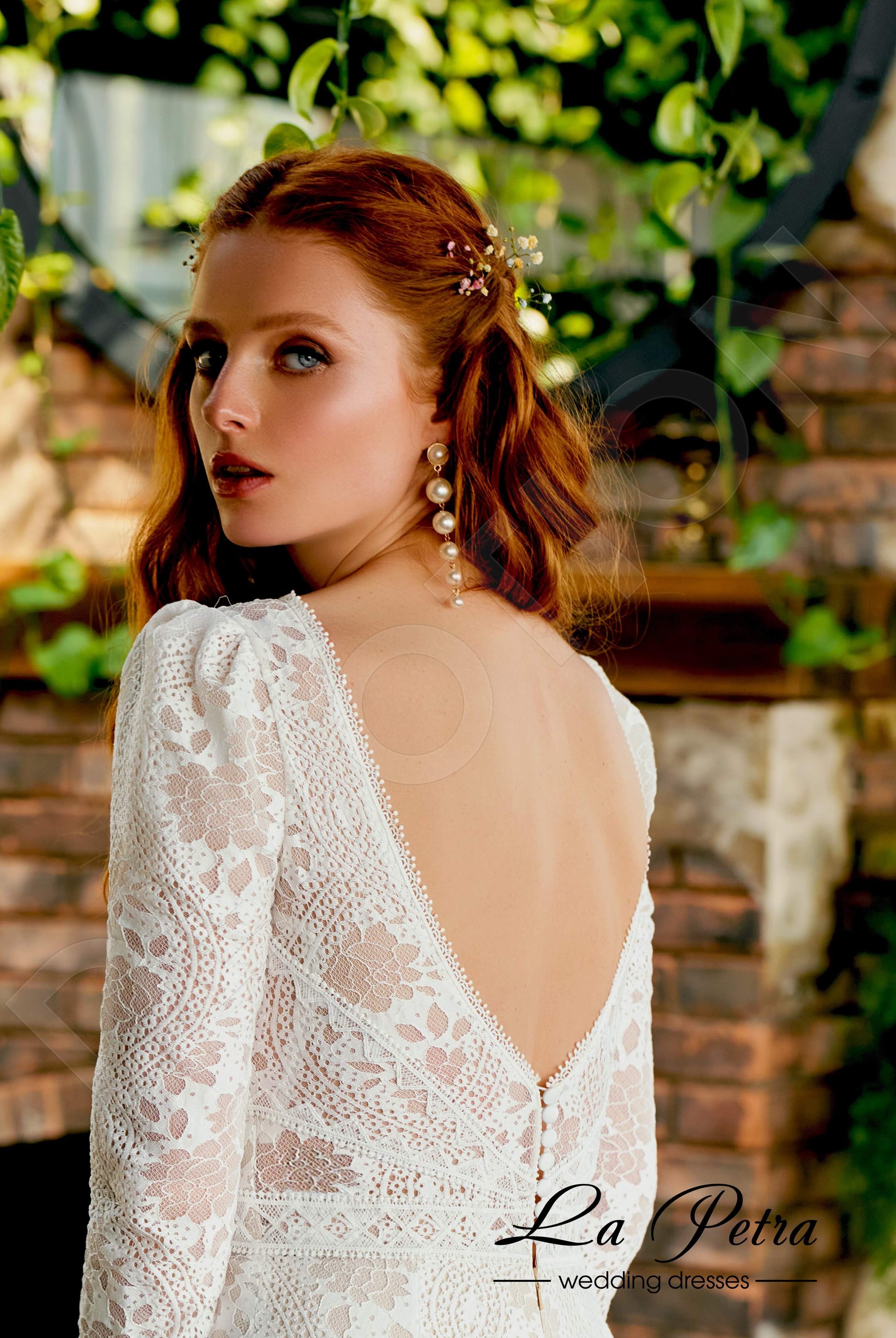 Marlissa Trumpet/Mermaid V-neck Milk Cappuccino Nude Wedding dress
