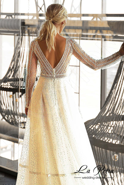 Livie Open back A-line Long sleeve Wedding Dress 4