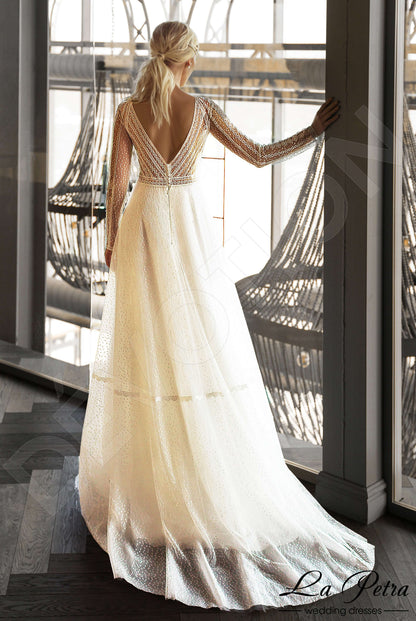 Livie Open back A-line Long sleeve Wedding Dress Back