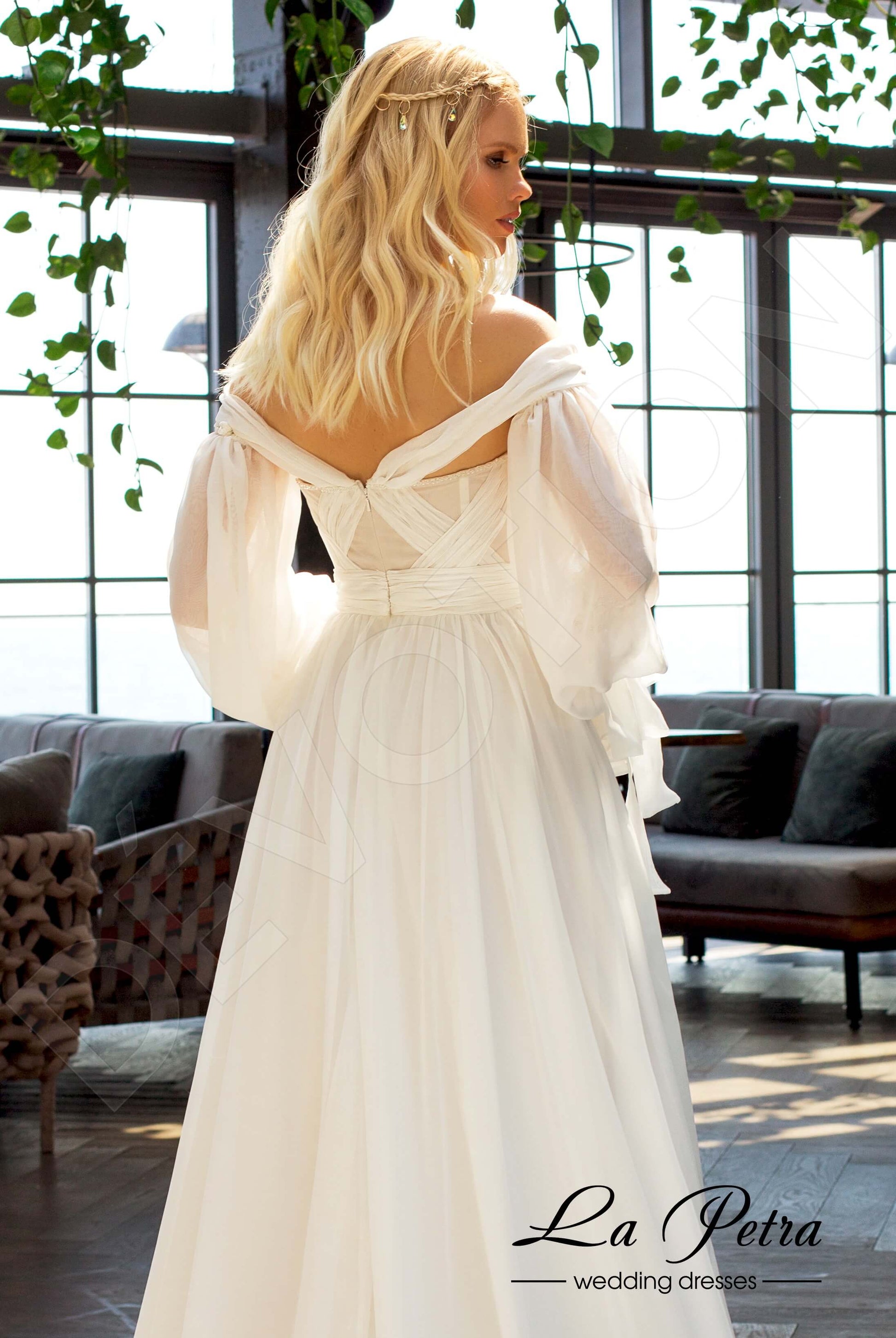 Esmee A-line Off-shoulder/Drop shoulders Milk Nude Wedding dress
