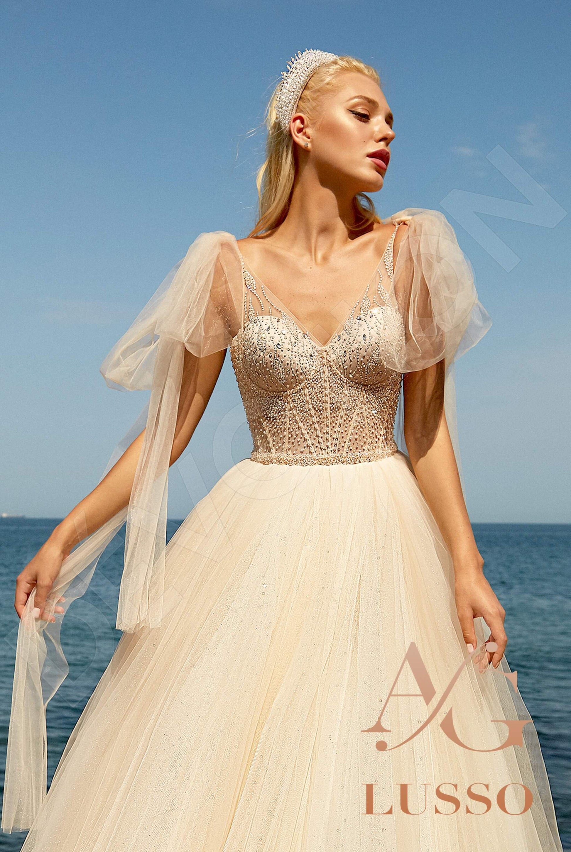 Beth A-line V-neck Caramel Wedding dress