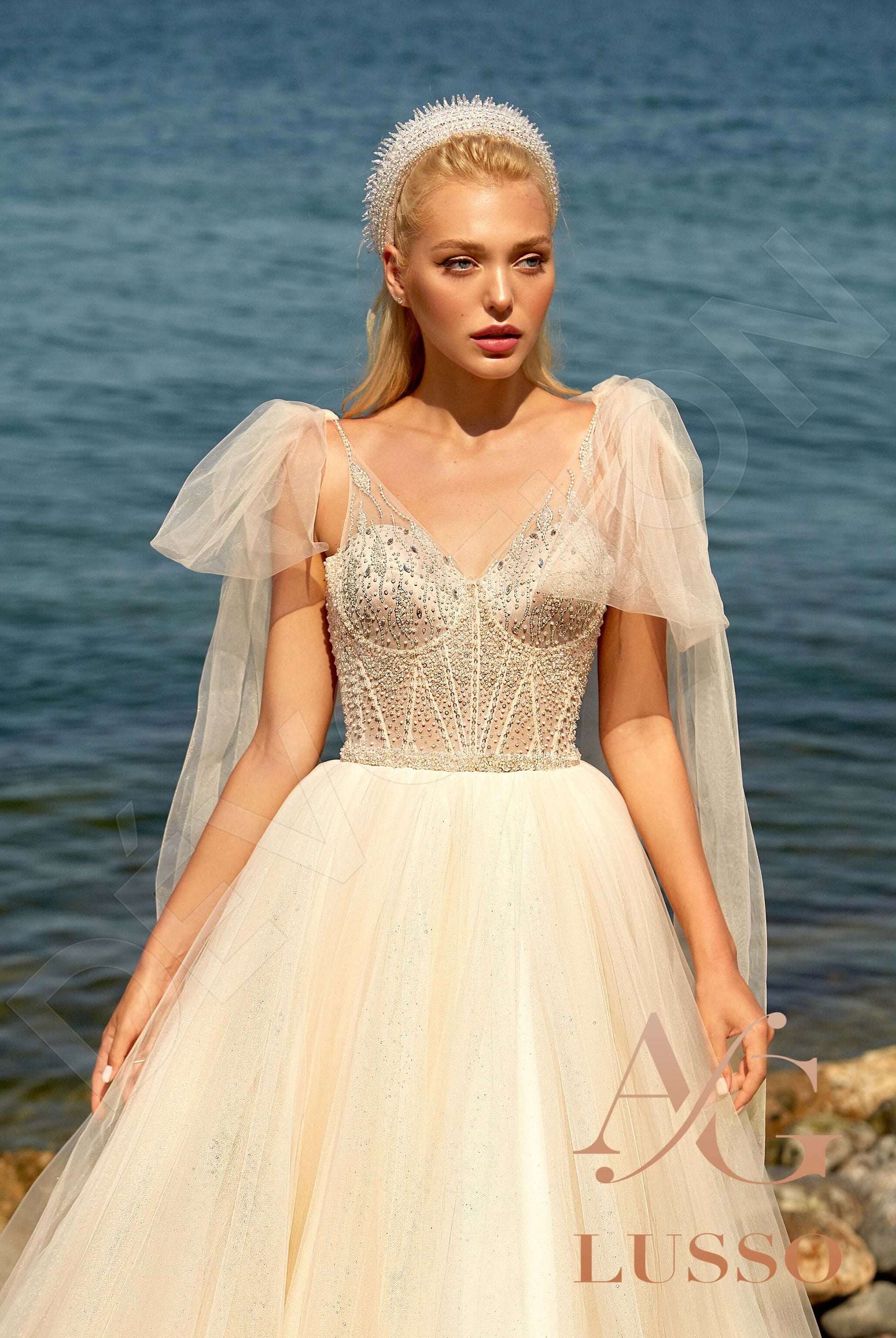 Beth A-line V-neck Caramel Wedding dress