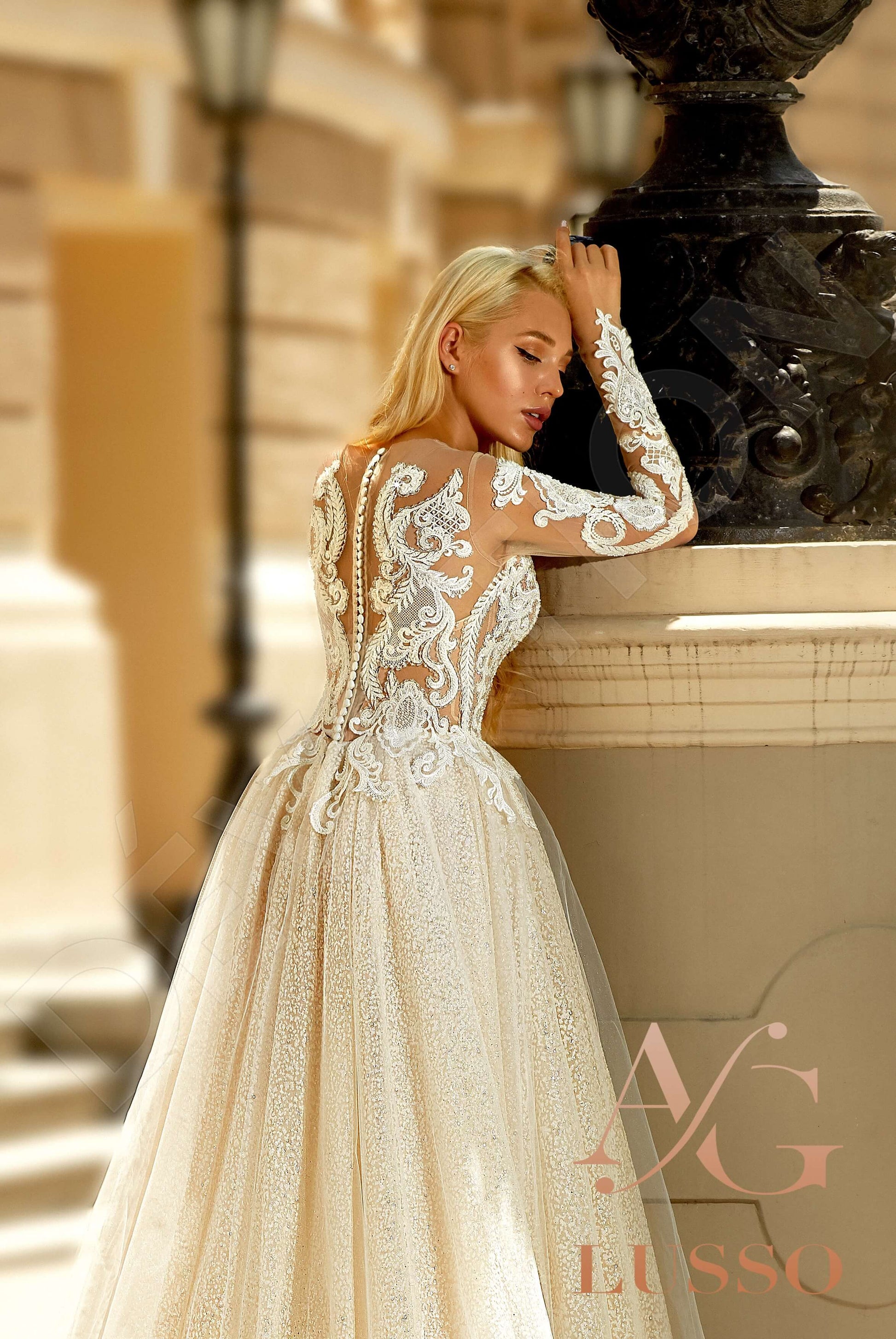 Brandi A-line Illusion Milk Nude Wedding dress