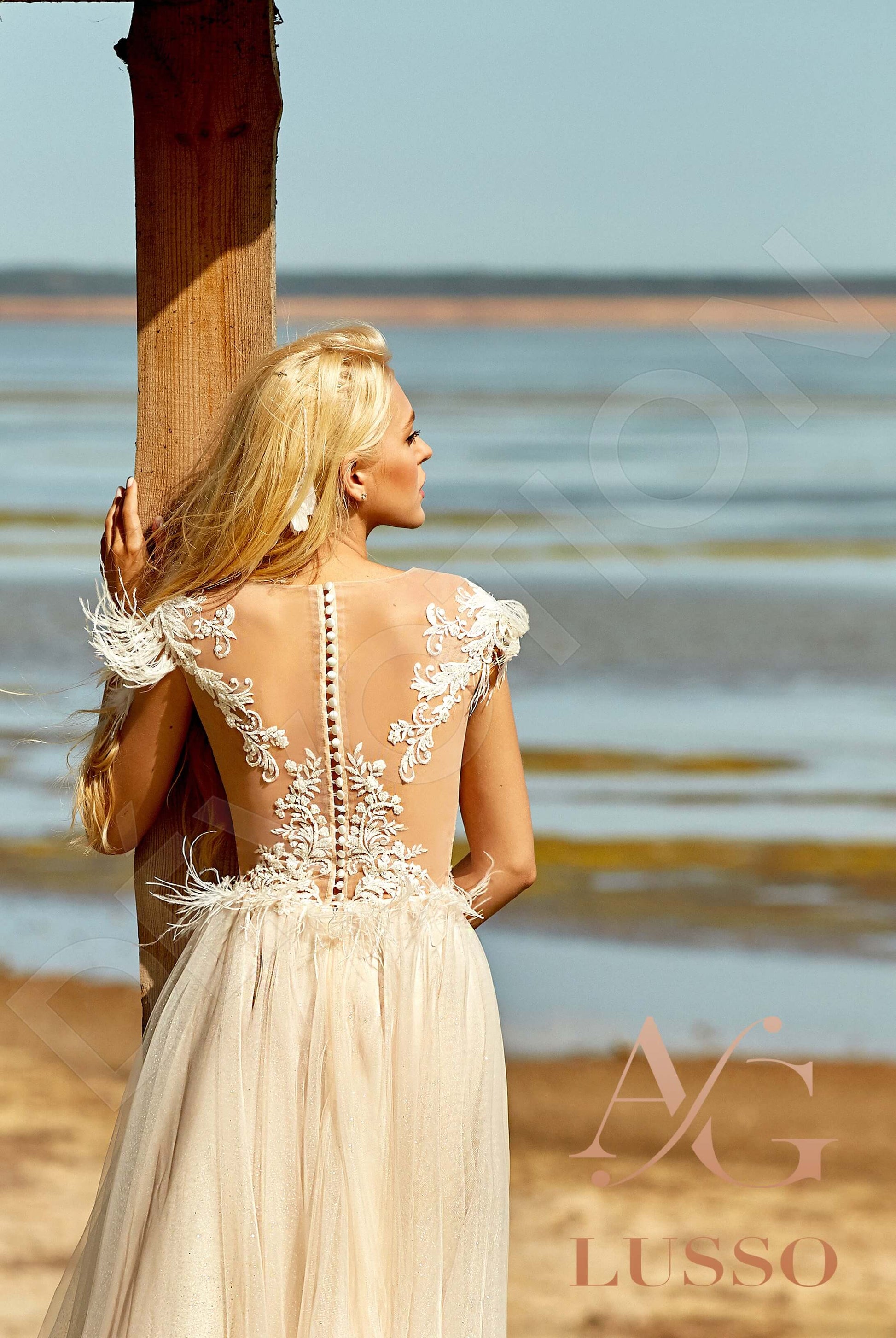 Camille A-line Illusion Milk Nude Wedding dress