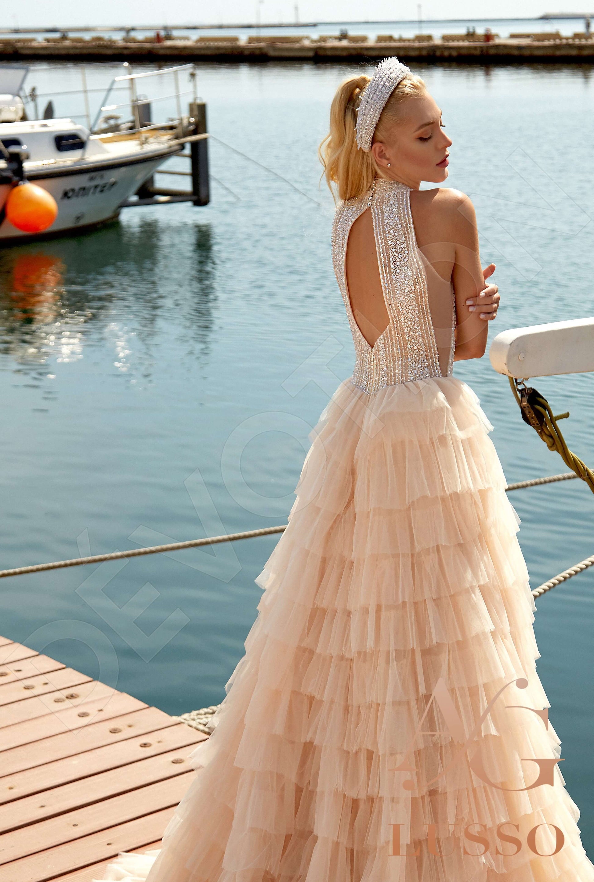 Connie A-line Halter Caramel Wedding dress