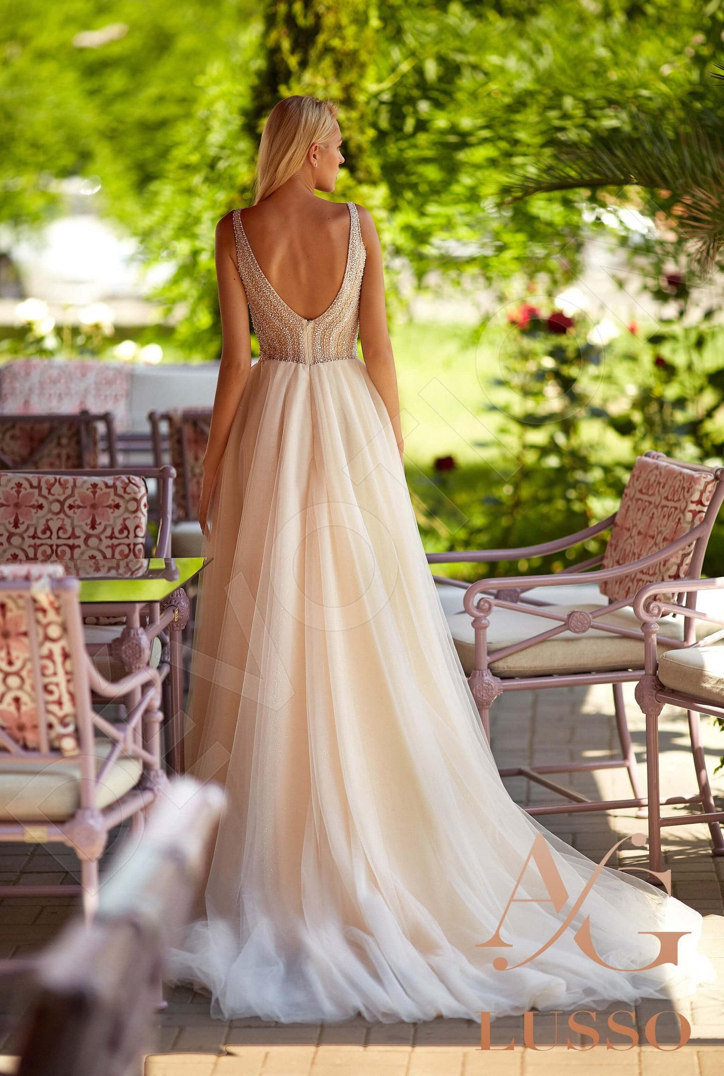 Constance Open back A-line Sleeveless Wedding Dress Back