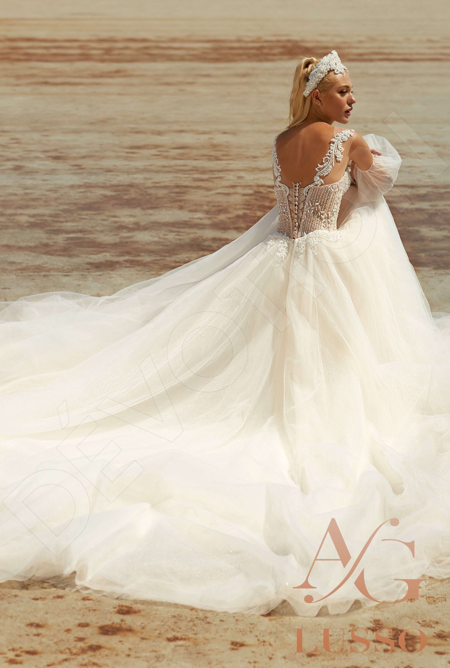 Norma Open back A-line Long sleeve Wedding Dress Back