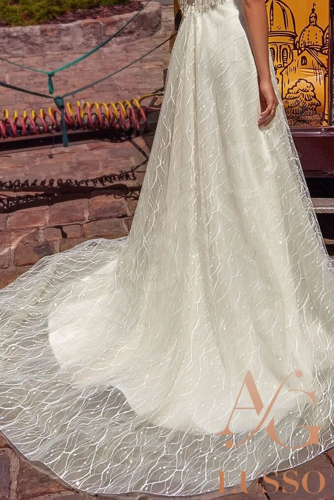 Edda Open back A-line Short/ Cap sleeve Wedding Dress 4