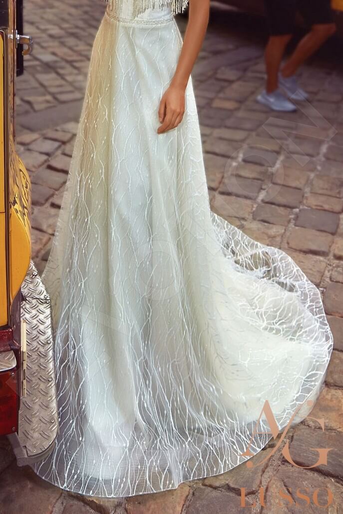 Edda A-line Illusion Milk Cream Wedding dress