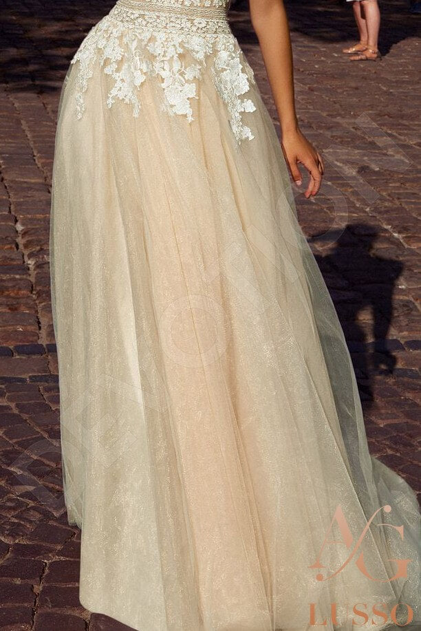 Lyuza A-line V-neck Milk Cream Wedding dress