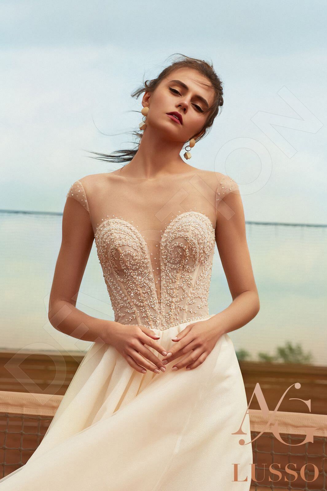 Kapris A-line Illusion Milk Nude Wedding dress