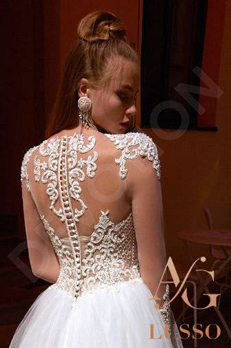 Korneliya Full back A-line Long sleeve Wedding Dress 13