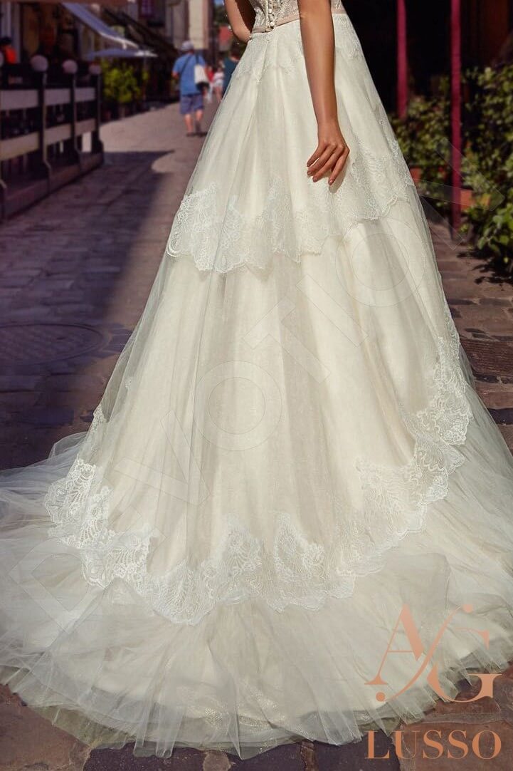 Lanonia A-line Illusion Milk Powder Wedding dress