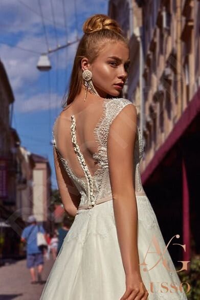 Lanonia A-line Illusion Milk Powder Wedding dress