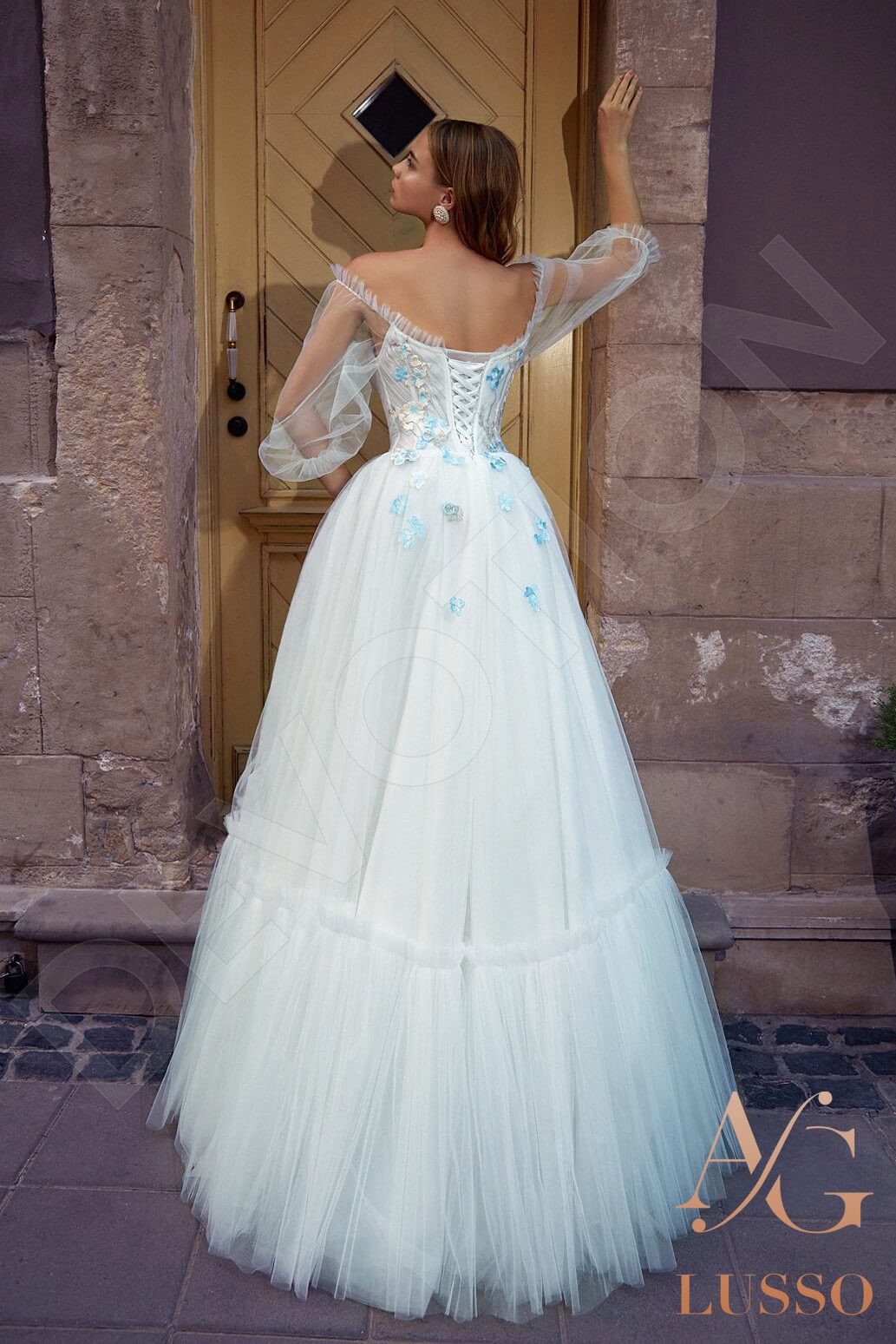 Lenore A-line Off-shoulder/Drop shoulders Milk Wedding dress
