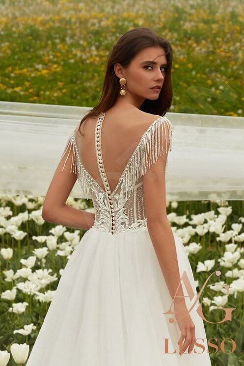 Meleka A-line Illusion Milk Wedding dress
