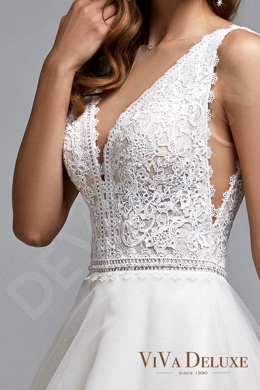 Annalise A-line V-neck Ivory Nude Wedding dress