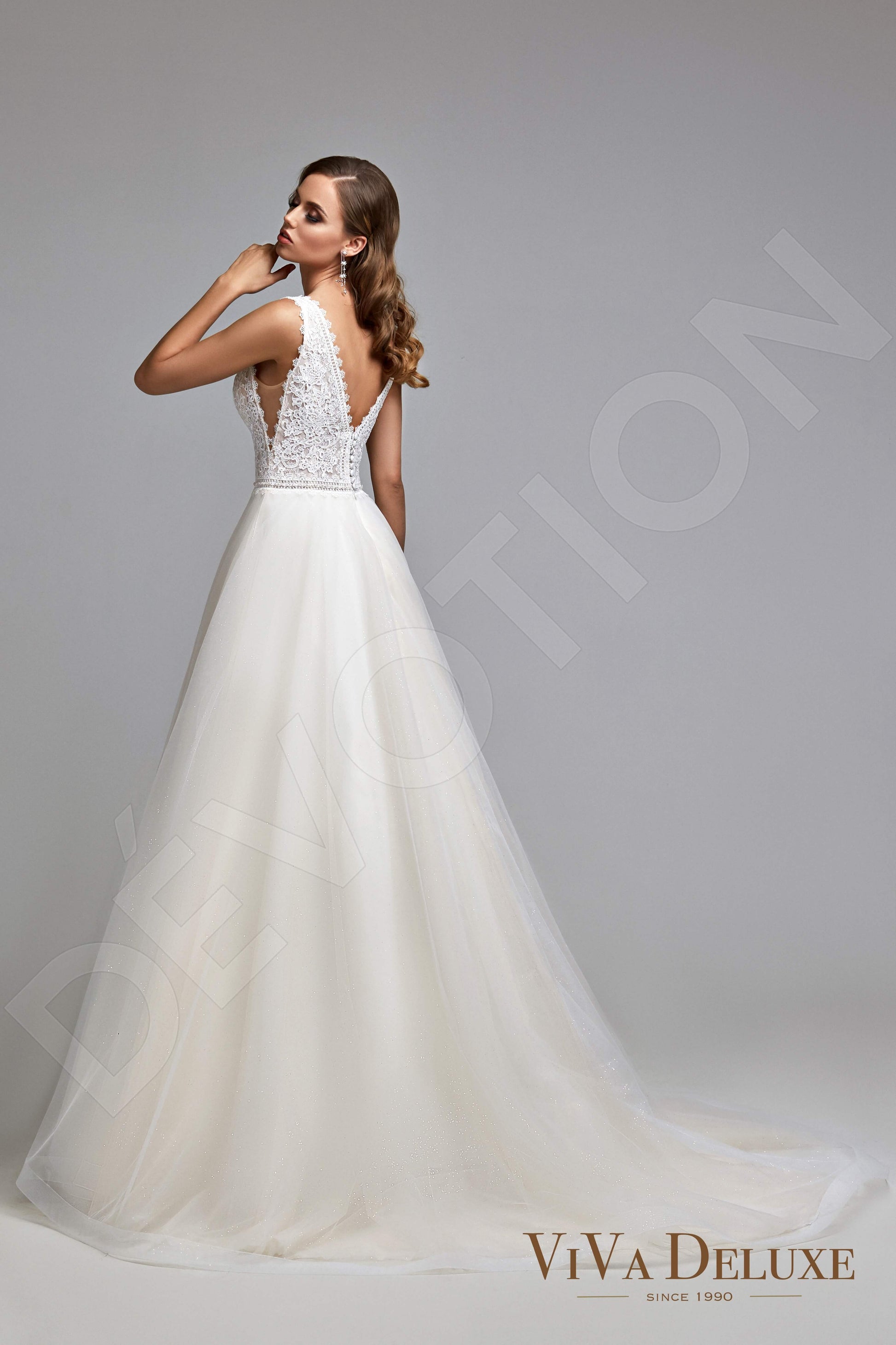 Annalise A-line V-neck Ivory Nude Wedding dress