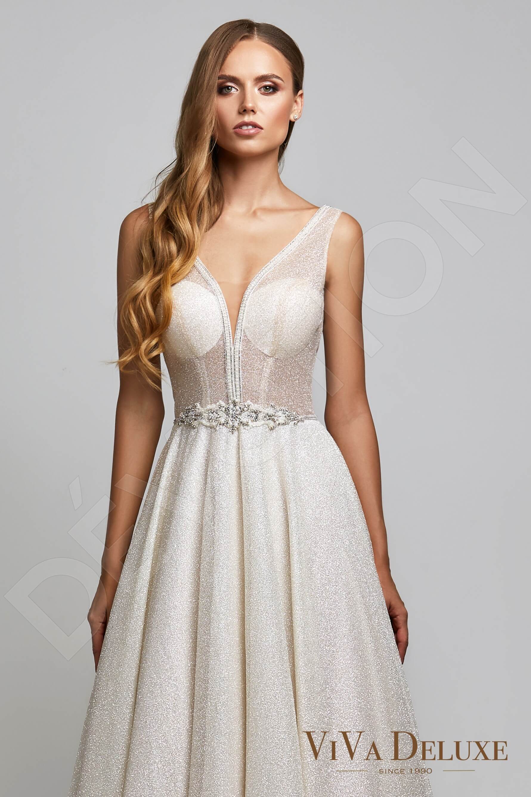 Camelia A-line V-neck Ivory Nude Wedding dress