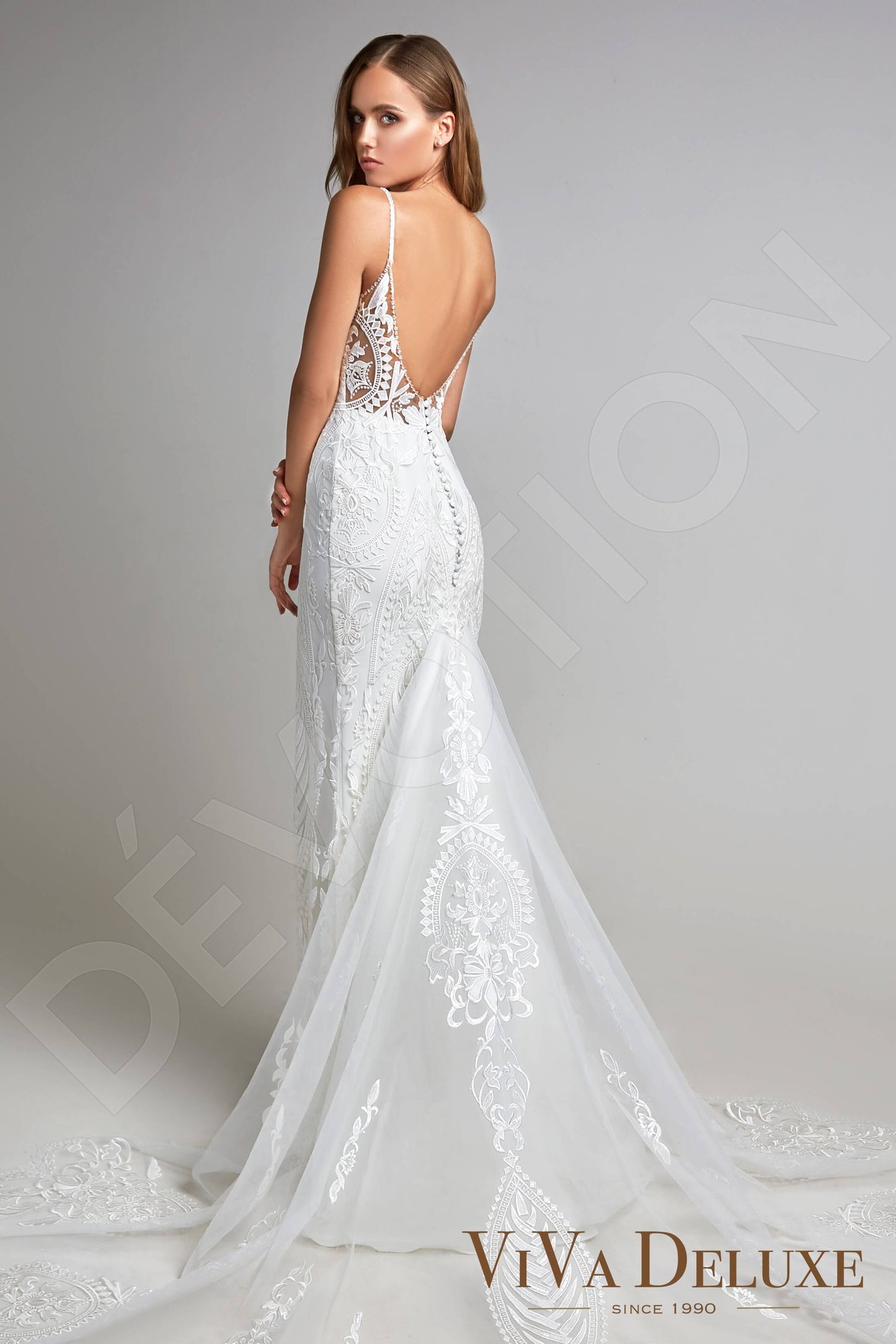 Chantia Open back Trumpet/Mermaid Straps Wedding Dress Back