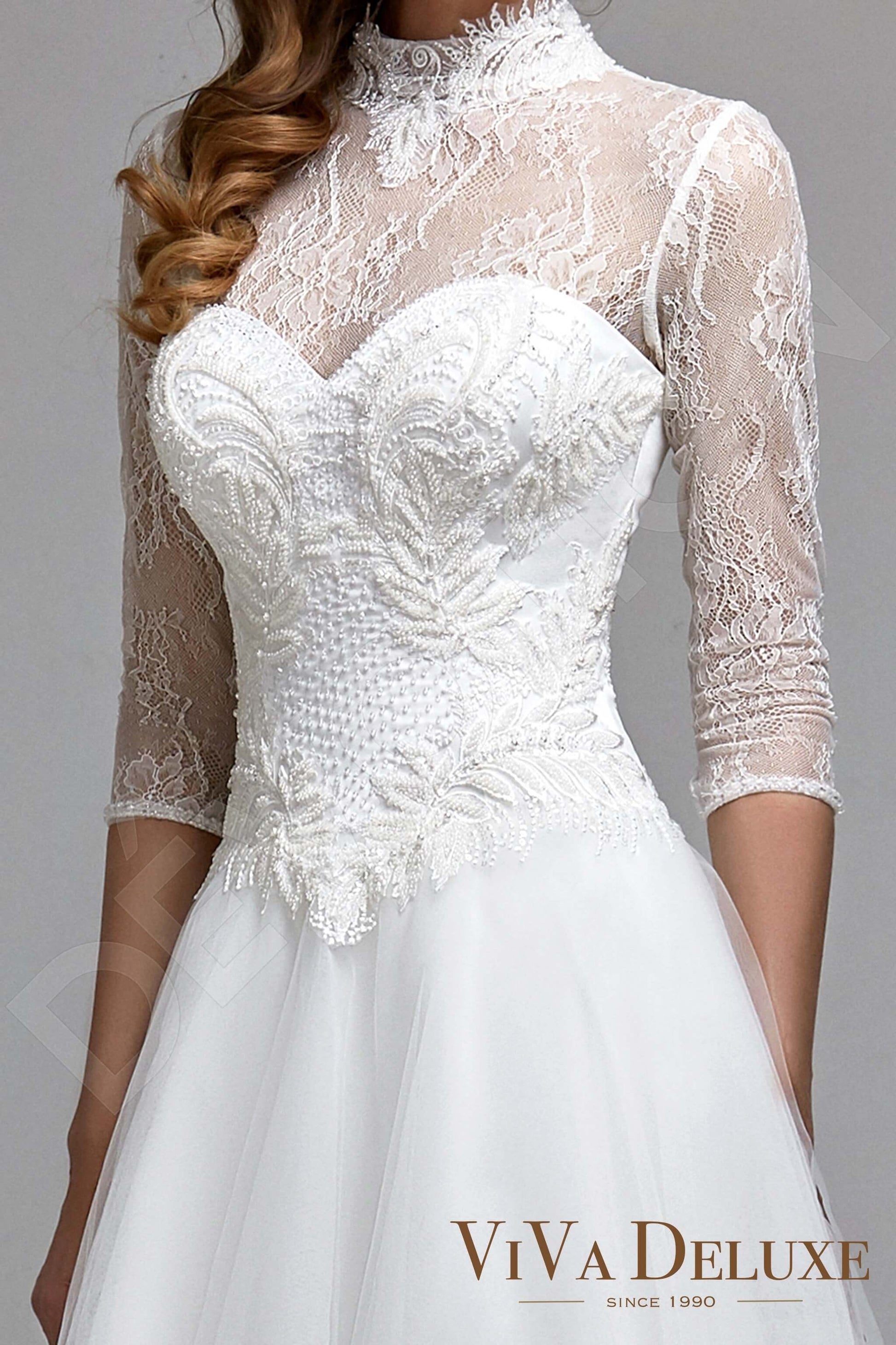 Vanesia A-line High neck Ivory Wedding dress