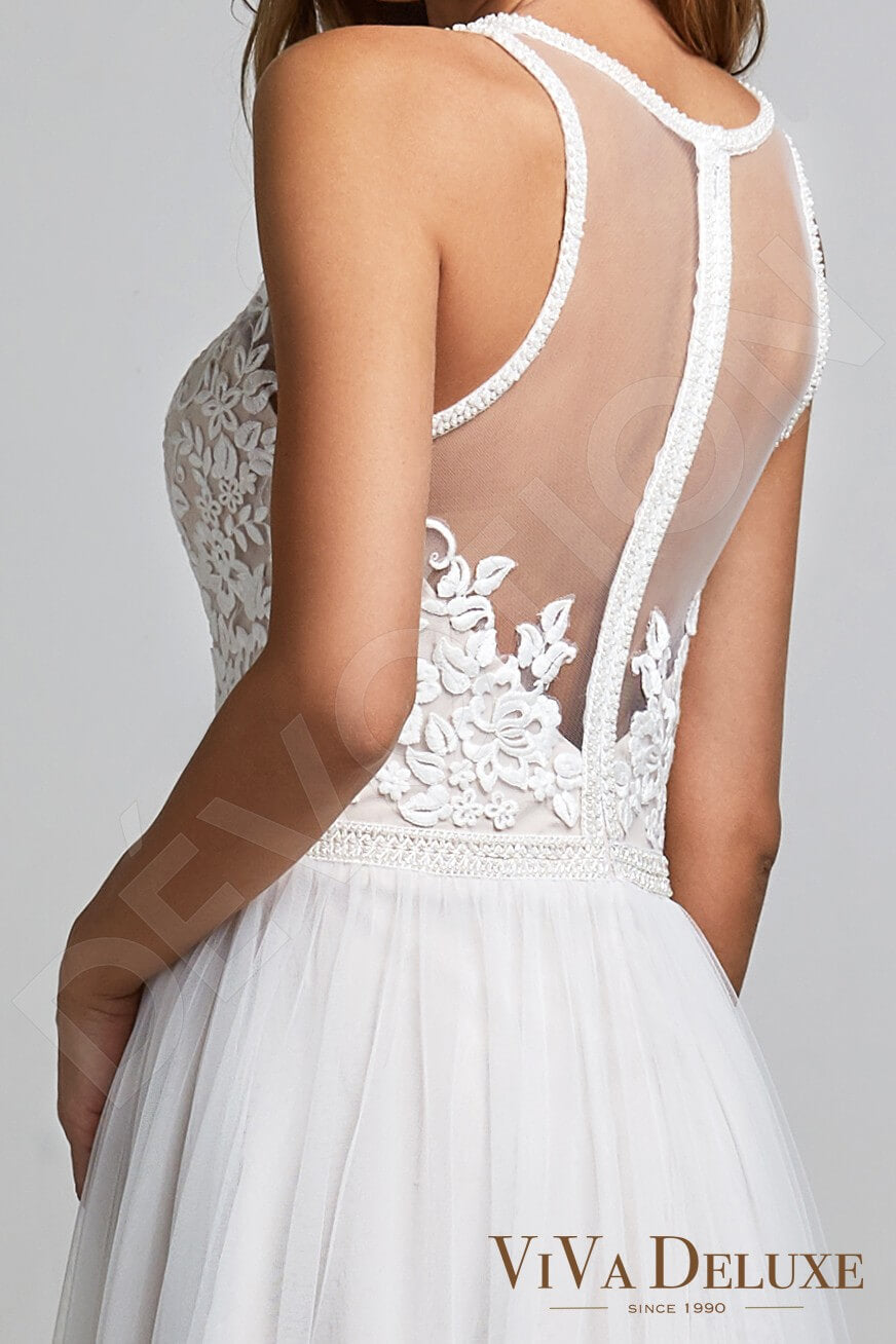 Danice A-line Jewel Ivory Nude Wedding dress