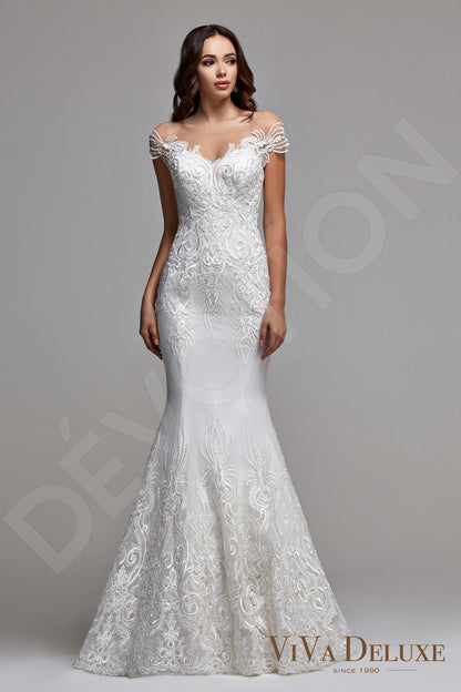 Donnelle Illusion back Trumpet/Mermaid Short/ Cap sleeve Wedding Dress Back
