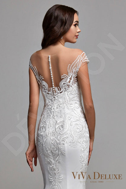 Donnelle Illusion back Trumpet/Mermaid Short/ Cap sleeve Wedding Dress 5