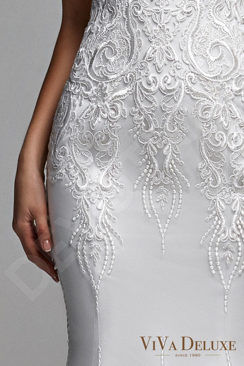 Donnelle Illusion back Trumpet/Mermaid Short/ Cap sleeve Wedding Dress 9