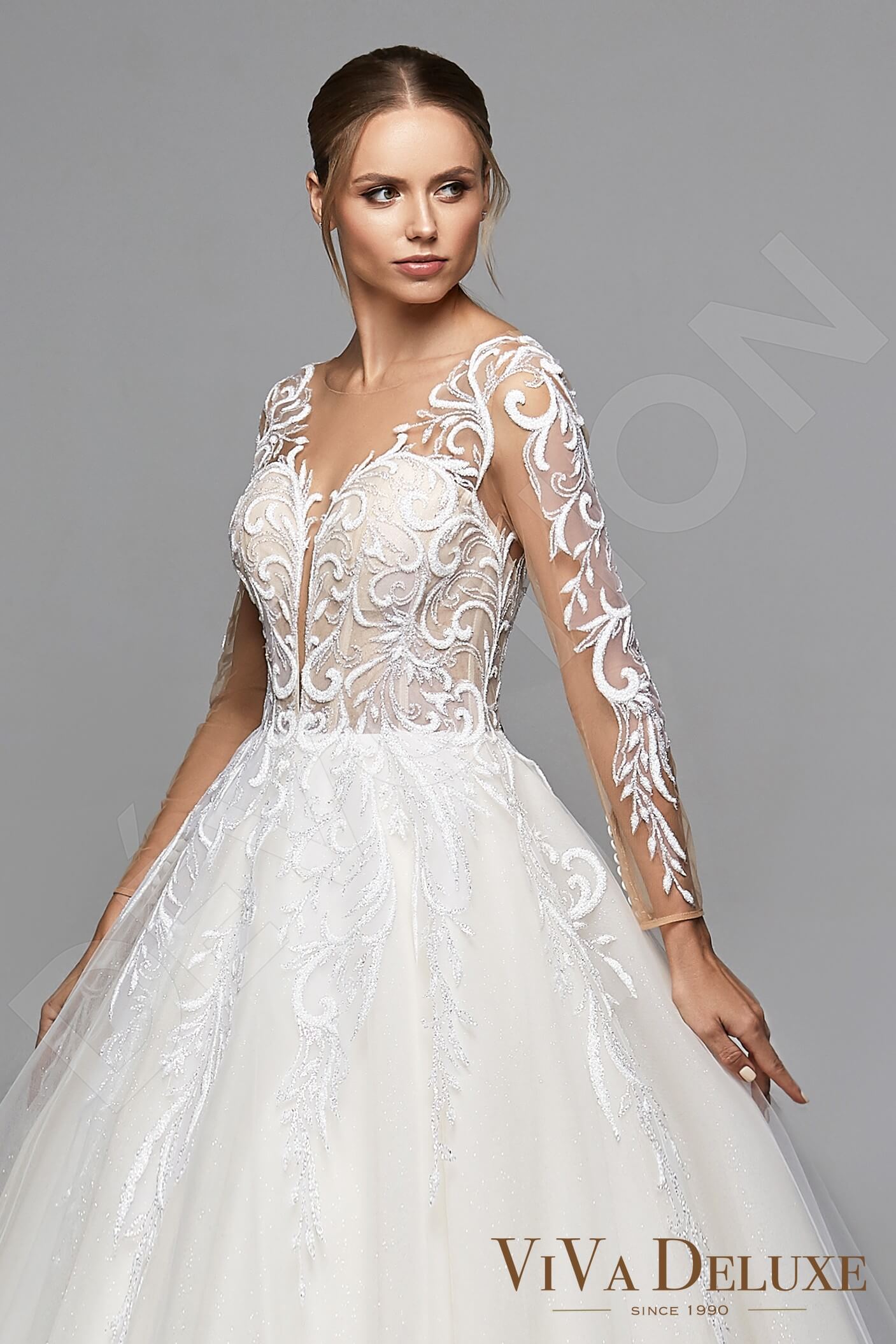 Eveline Princess/Ball Gown Illusion Ivory Nude Wedding dress