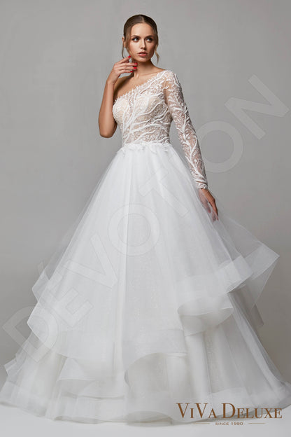 Nika Open back A-line Long sleeve Wedding Dress Front