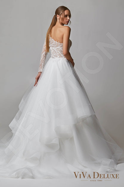 Nika Open back A-line Long sleeve Wedding Dress Back