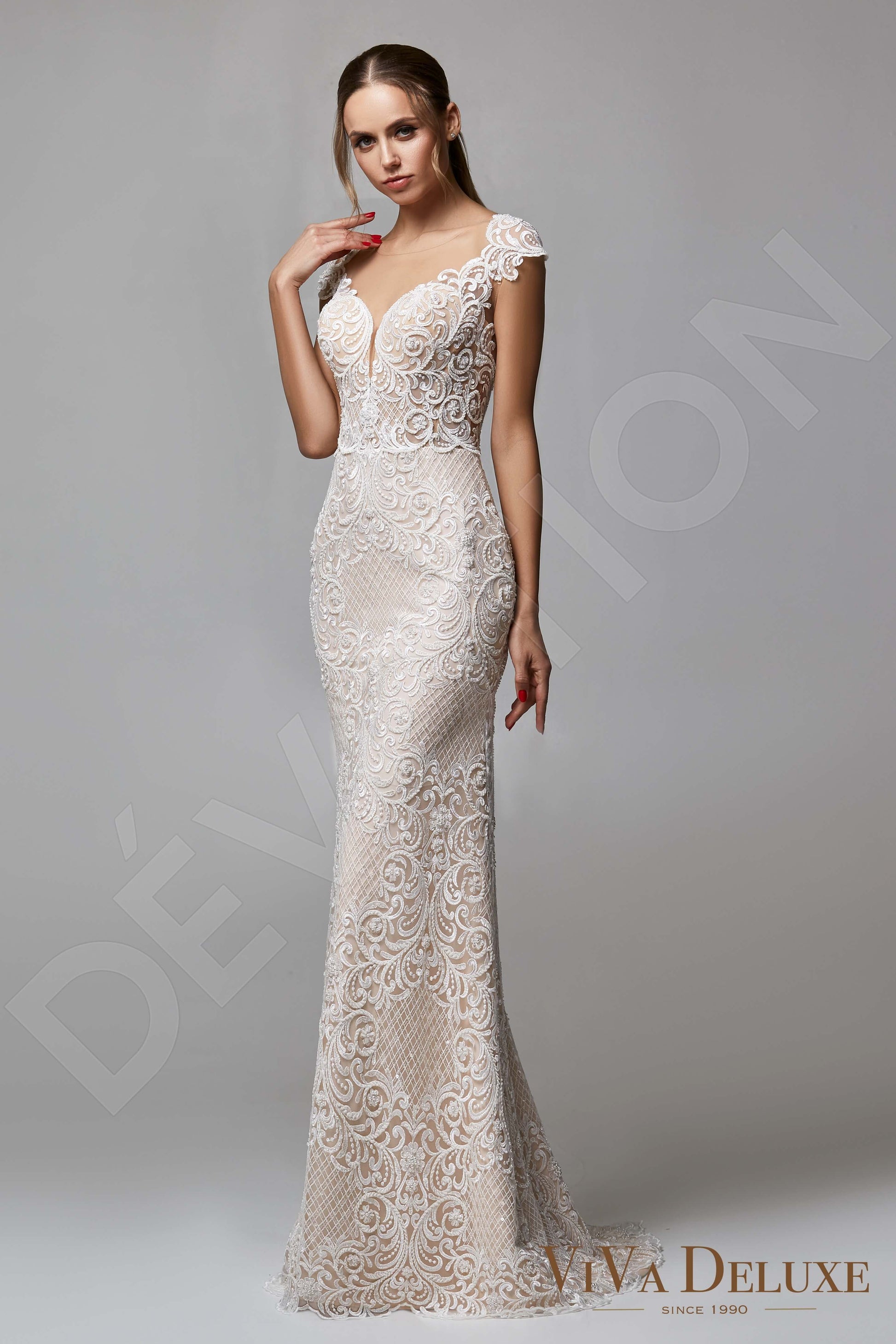 Kirsten Trumpet/Mermaid Illusion Ivory Nude Wedding dress