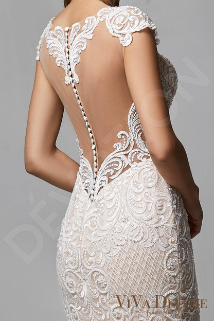 Kirsten Illusion back Trumpet/Mermaid Short/ Cap sleeve Wedding Dress 5
